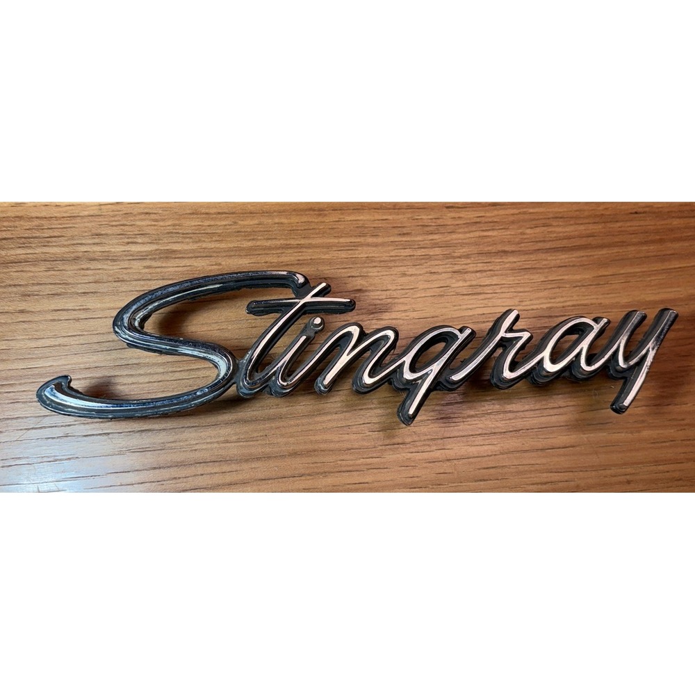 Chevy OEM 1969-1973 Corvette Stingray Script Emblem Badge Dotted "i" & 4 Studs